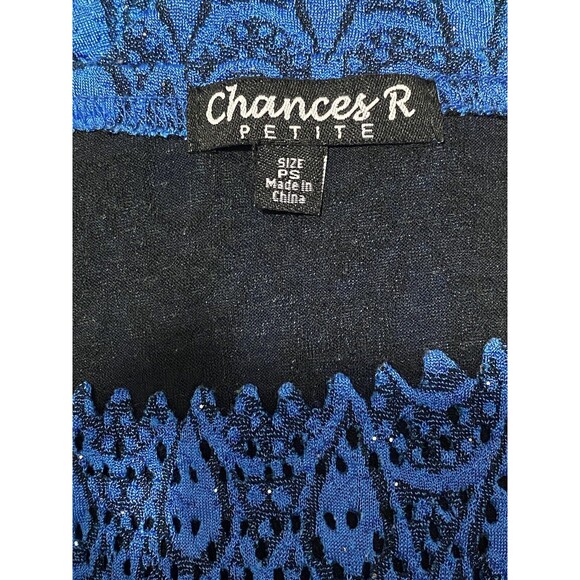Charles R Petite Blue Sparkly Women's  Stretch Top Short Sleeve Size PS - Picture 3 of 3